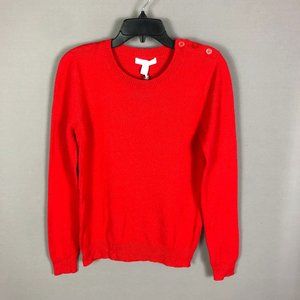 1901 Women's Red Shoulder Button Wool Blend Crew Neck Sweater Size Small